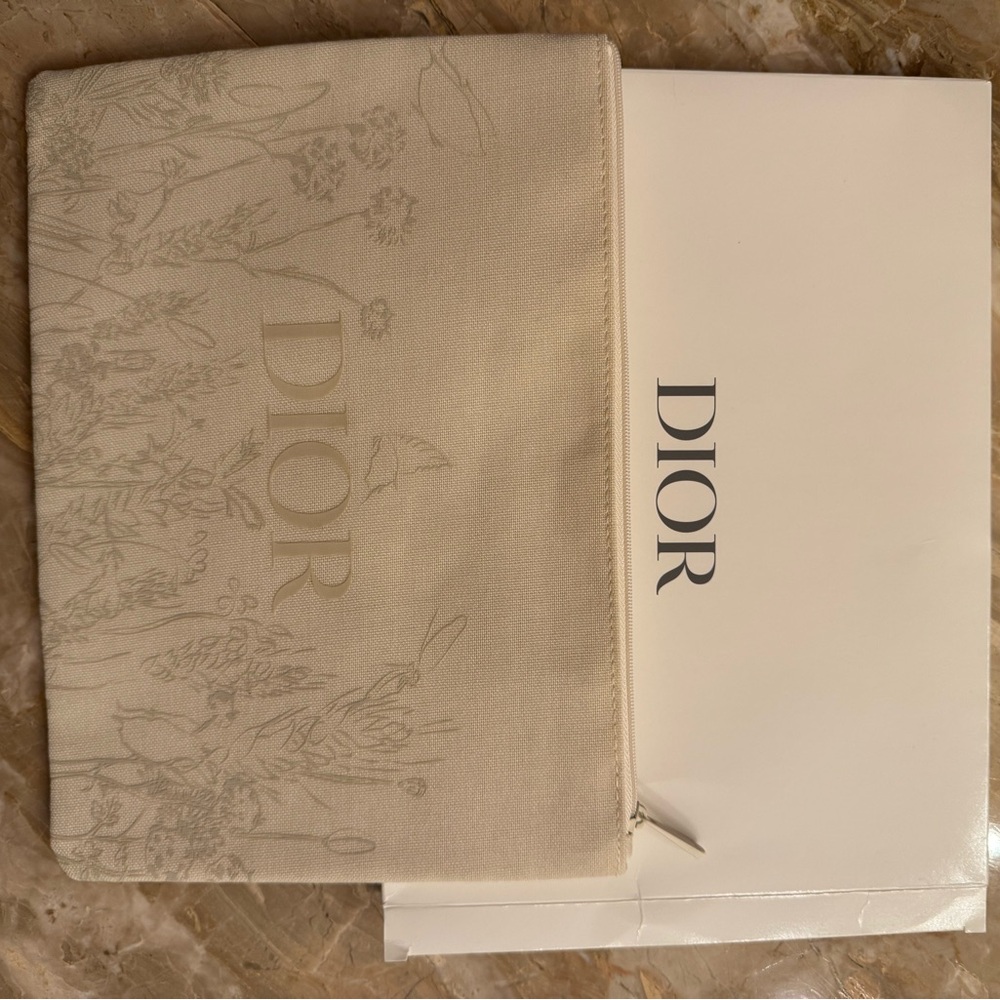 Dior Cream Floral Pouch